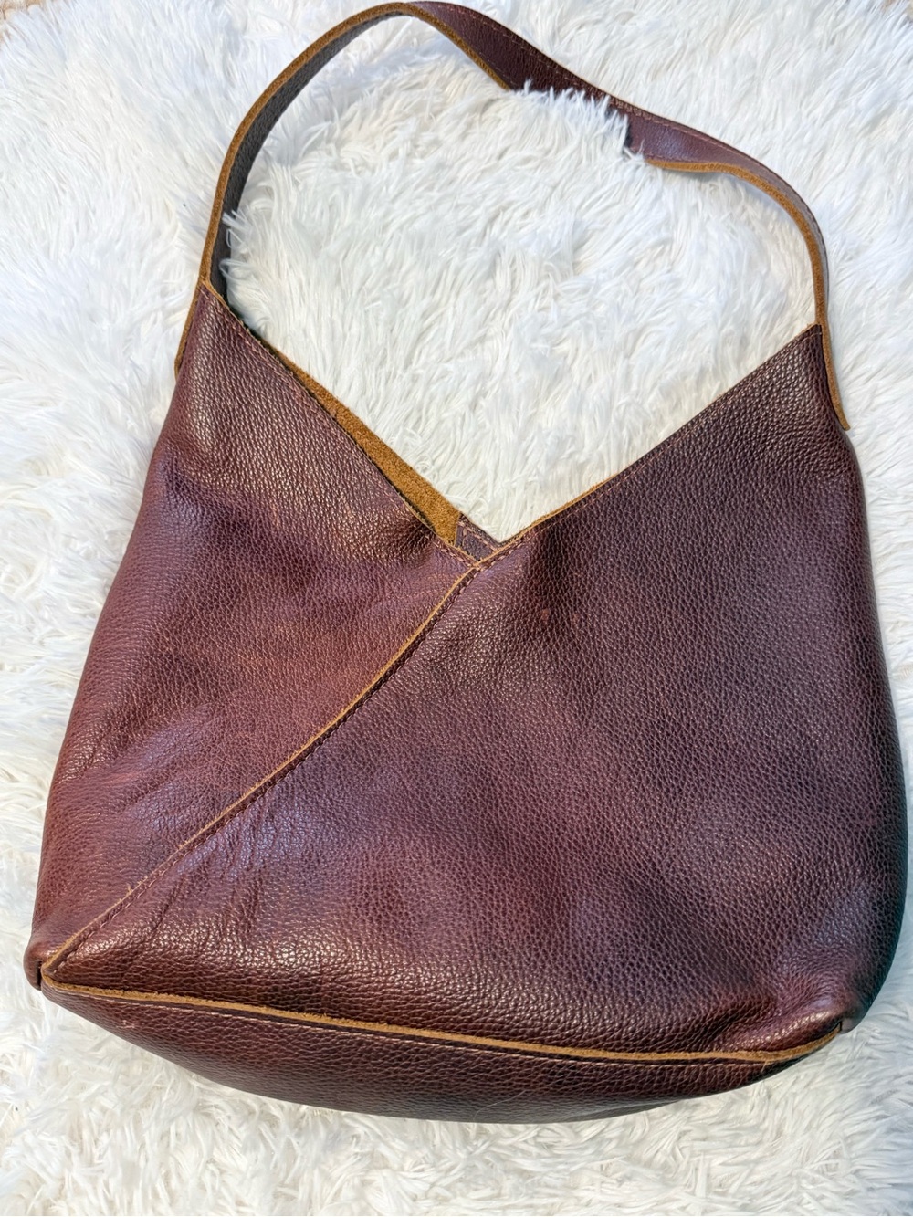 Portland Leather Dark Brown Pebbled Hobo Shoulder Bag